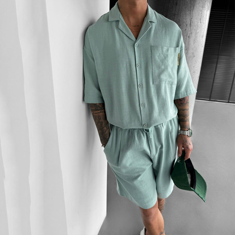 Mens Summer Relaxed Fit Set Shirt Shorts - Plume & Peak