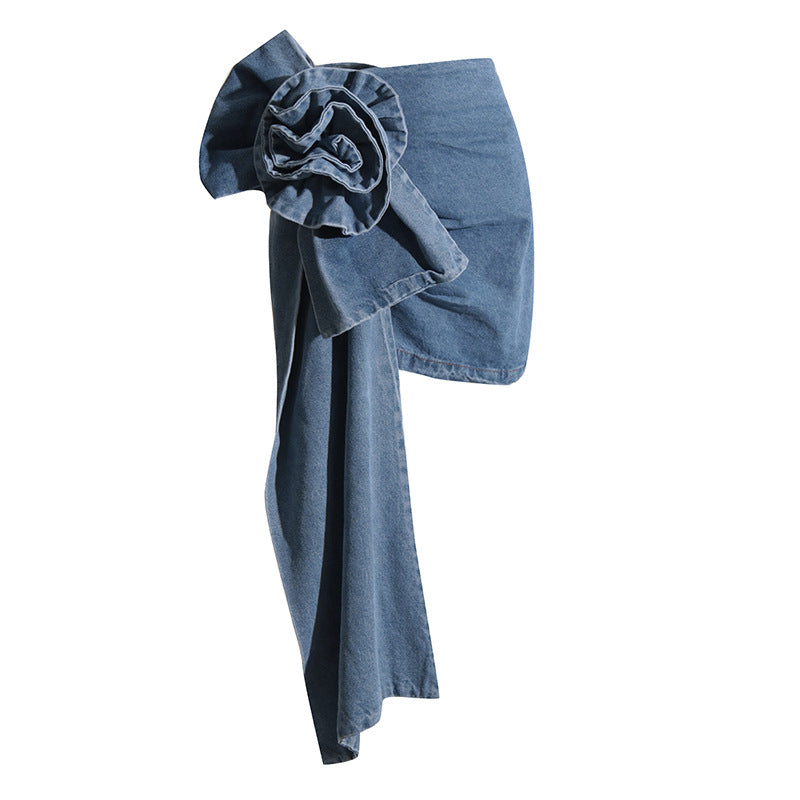 Spring 2025 Vintage Rose Denim ALine Skirt - Plume & Peak