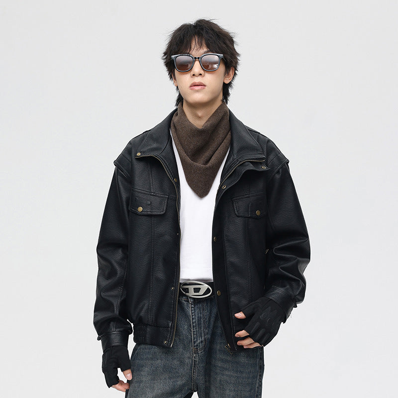 Mens Vintage Style Leather Jacket Autumn Collection - Plume & Peak