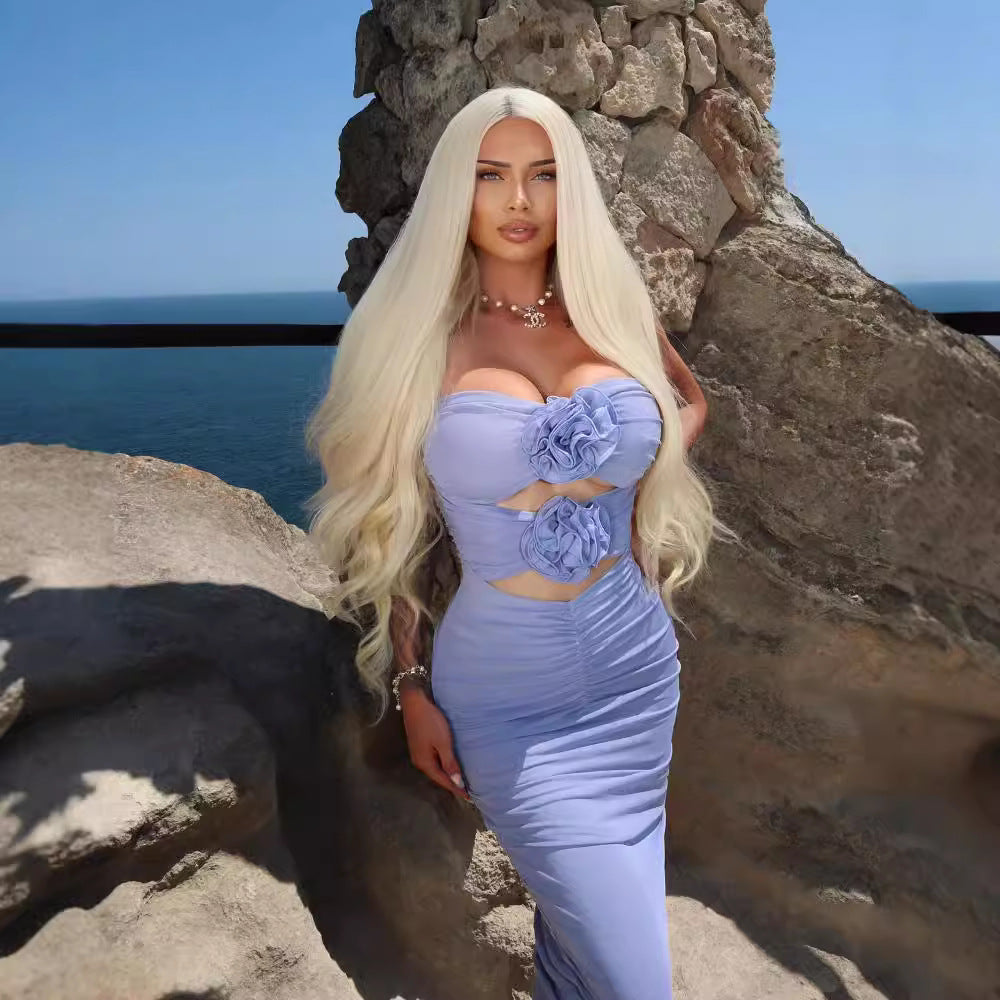 The Azure Bloom Dress - Plume & Peak
