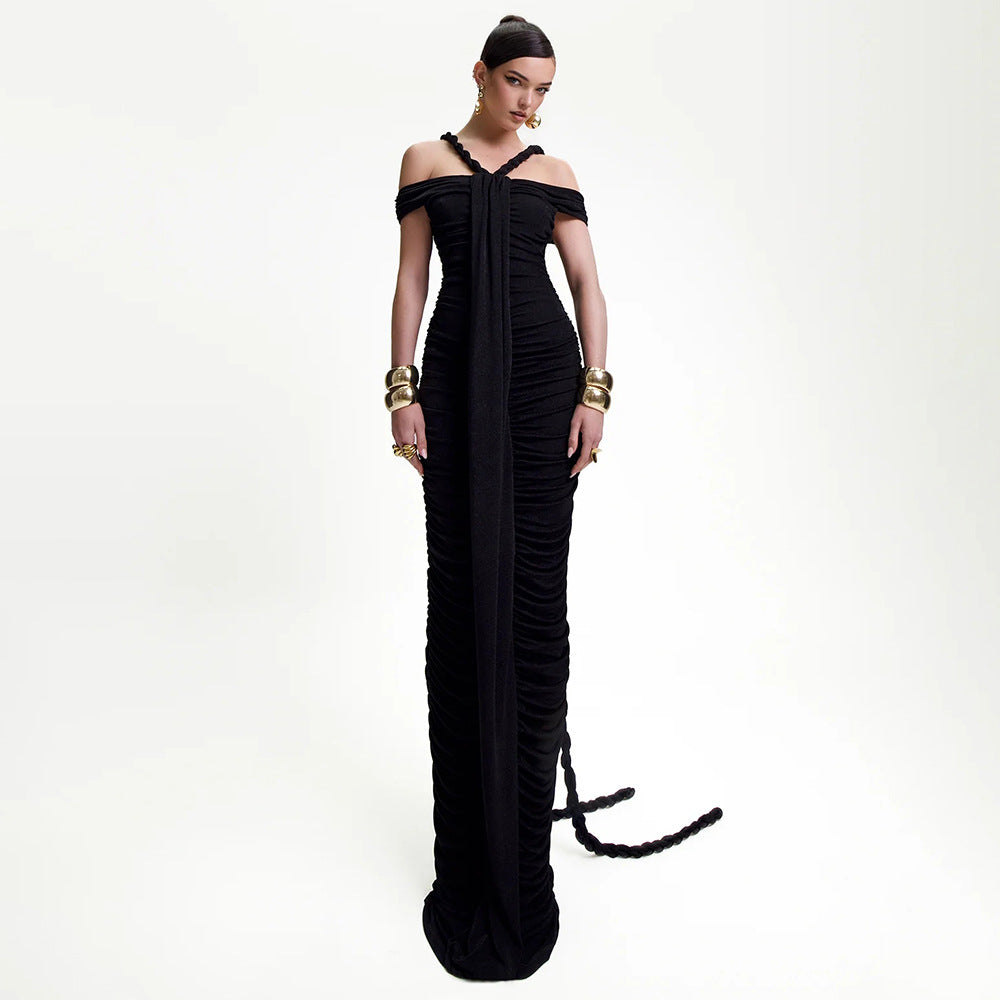 The Celestial Drape Gown – Dual-Tone Elegance - Plume & Peak
