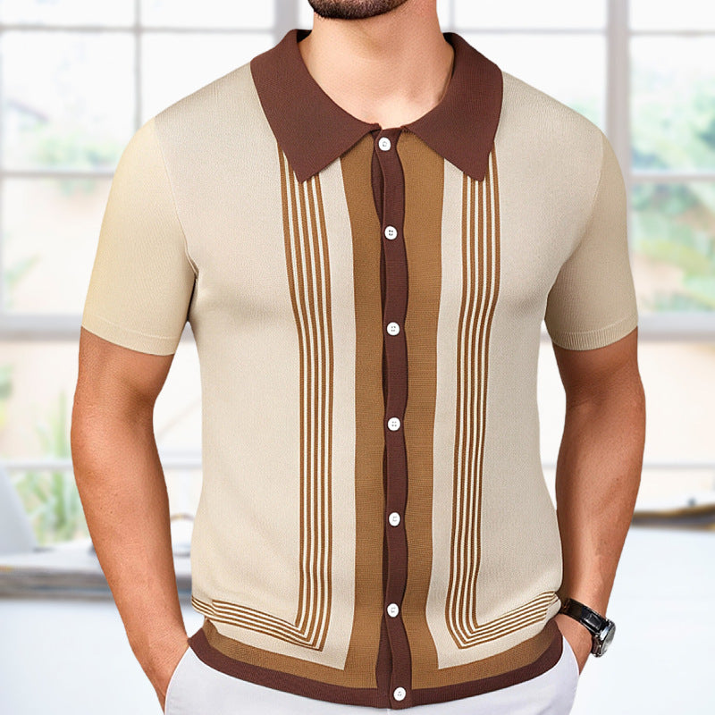 Men’s Striped Knit Polo – The Ultimate Summer Essential for Effortless Style - Plume & Peak