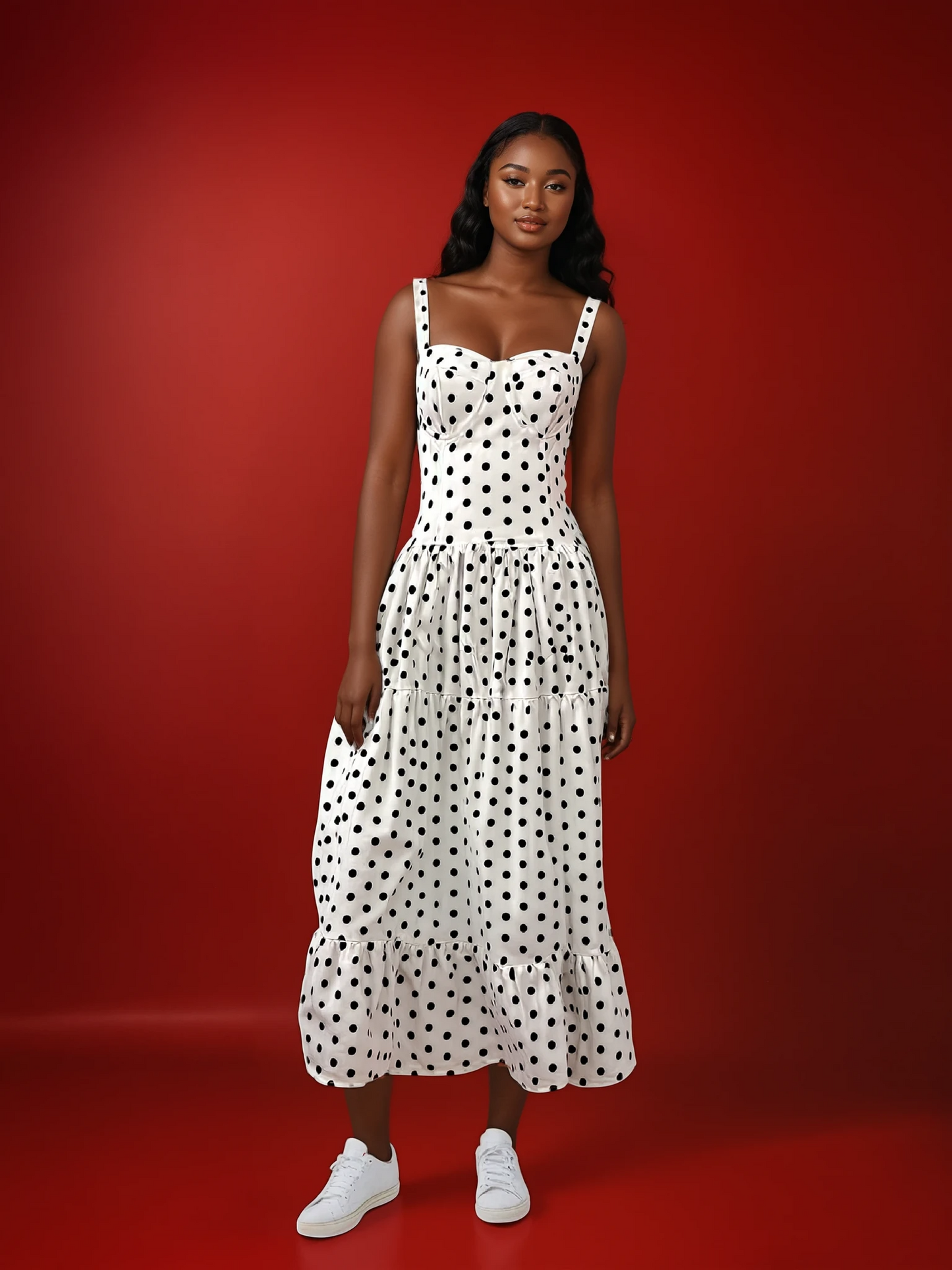 Vintage Chestnut Polka Dot Strap Dress 2025 Spring Collection - Plume & Peak