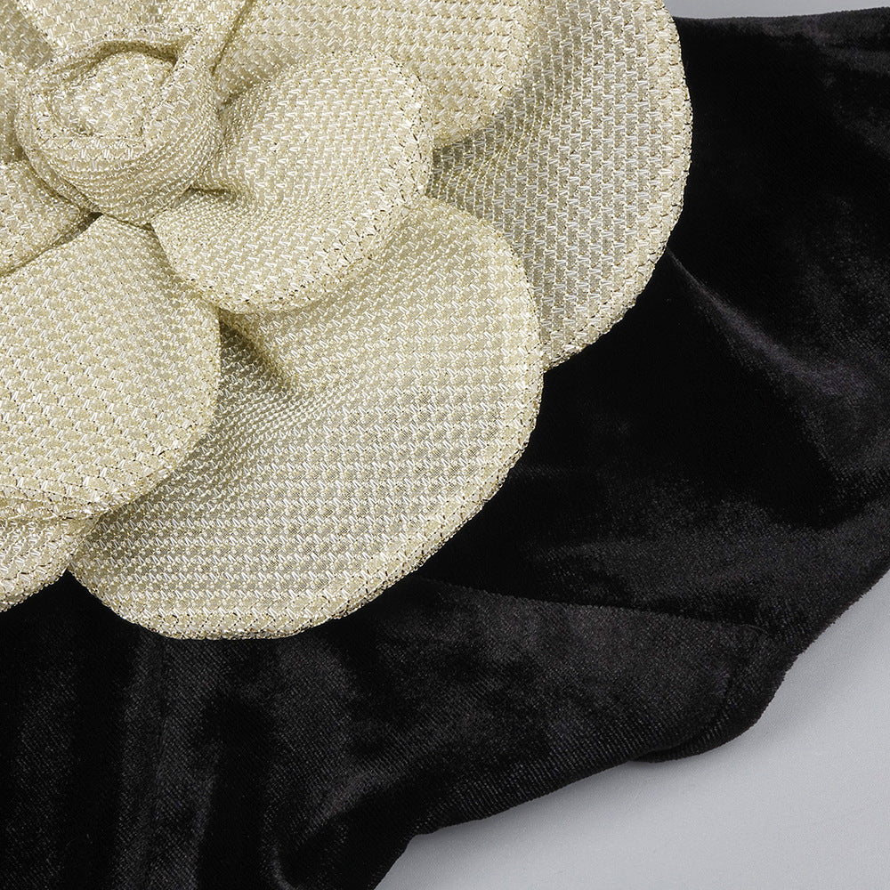 The Noir Bloom Gown with Sculpted Petal Detail - Plume & Peak