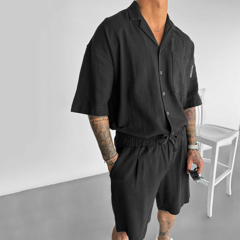 Mens Summer Relaxed Fit Set Shirt Shorts - Plume & Peak