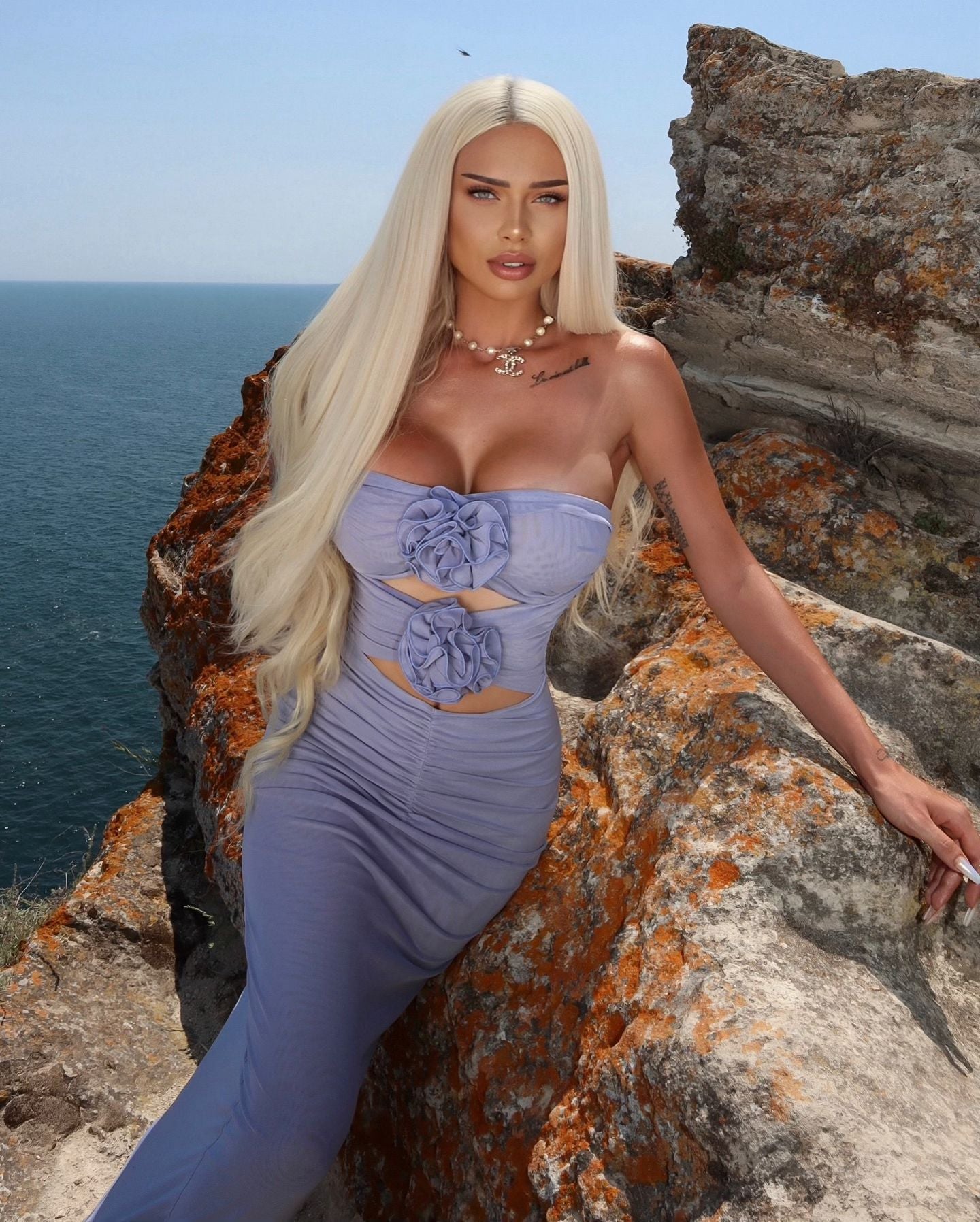 The Azure Bloom Dress - Plume & Peak