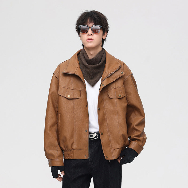 Mens Vintage Style Leather Jacket Autumn Collection - Plume & Peak