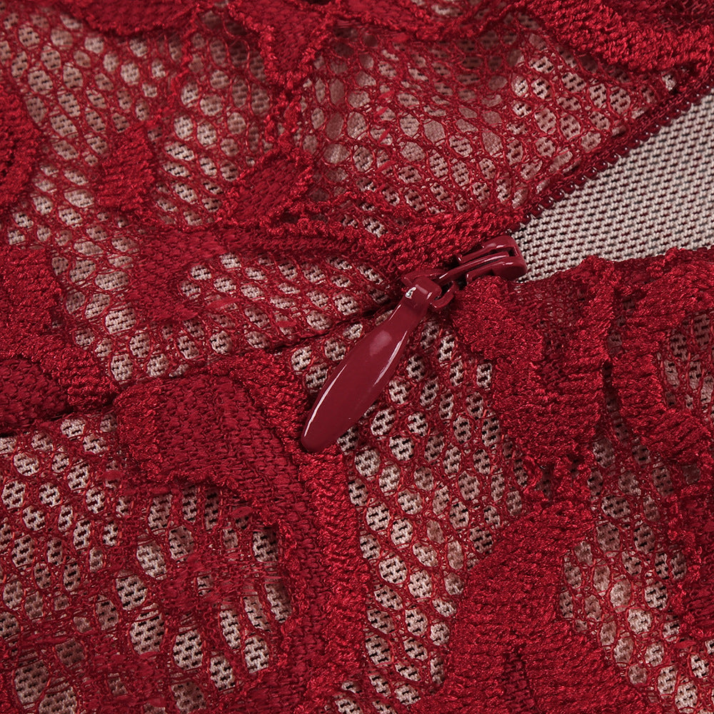 The Plume & Peak Carmine Reverie Lace Gown - Plume & Peak
