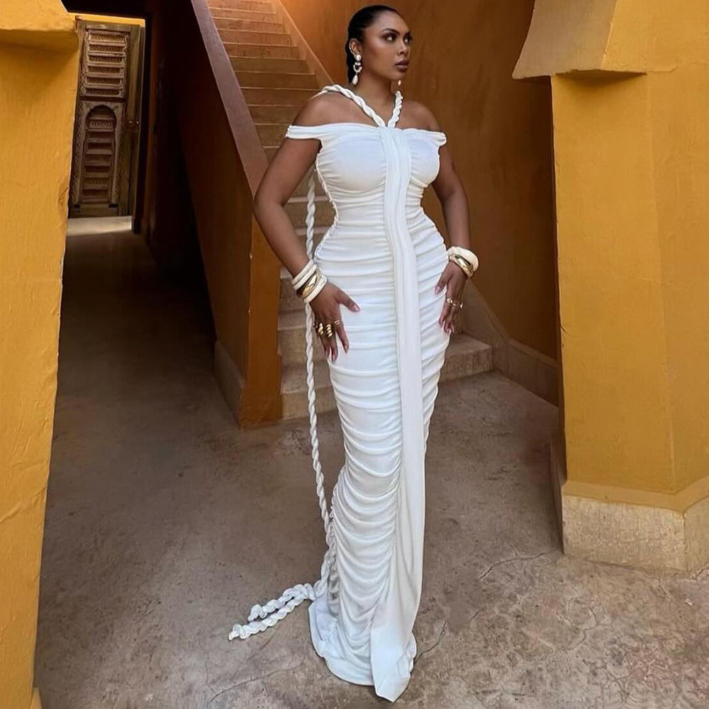 The Celestial Drape Gown – Dual-Tone Elegance - Plume & Peak