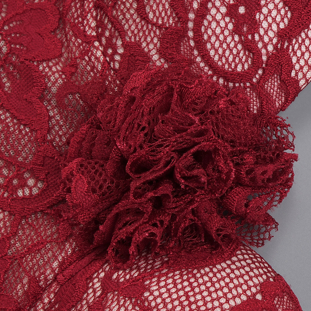 The Plume & Peak Carmine Reverie Lace Gown - Plume & Peak