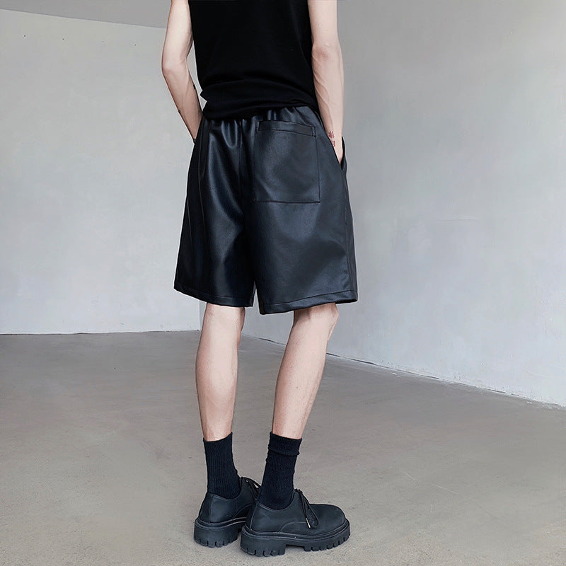Mens Summer PU Leather Shorts Relaxed American Style - Plume & Peak