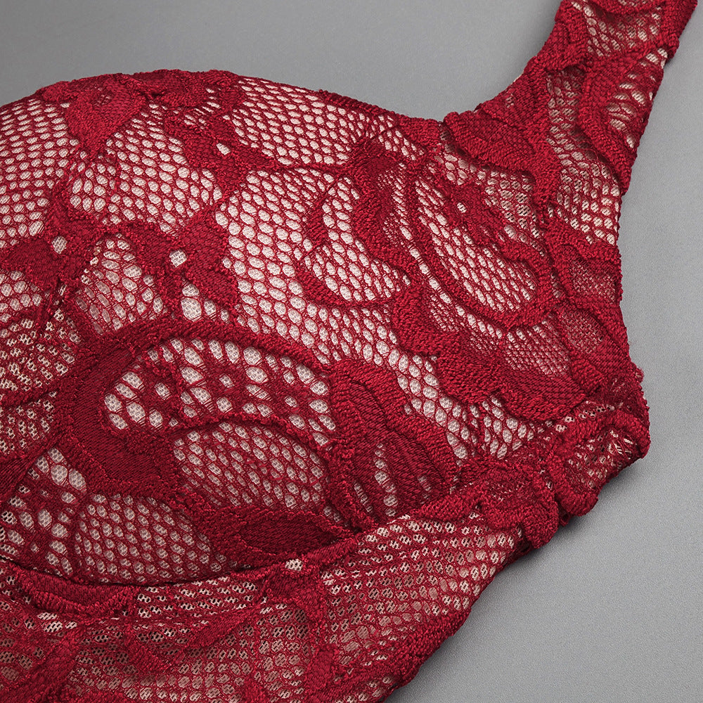 The Plume & Peak Carmine Reverie Lace Gown - Plume & Peak