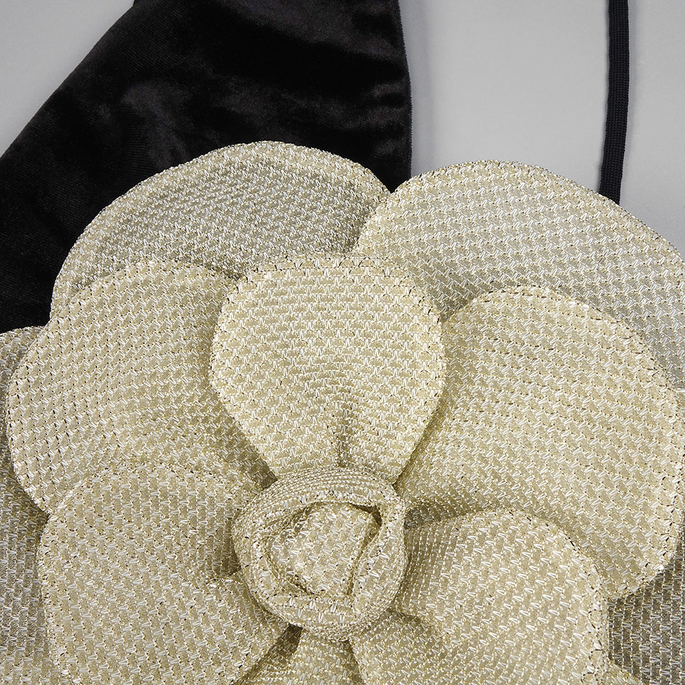 The Noir Bloom Gown with Sculpted Petal Detail - Plume & Peak