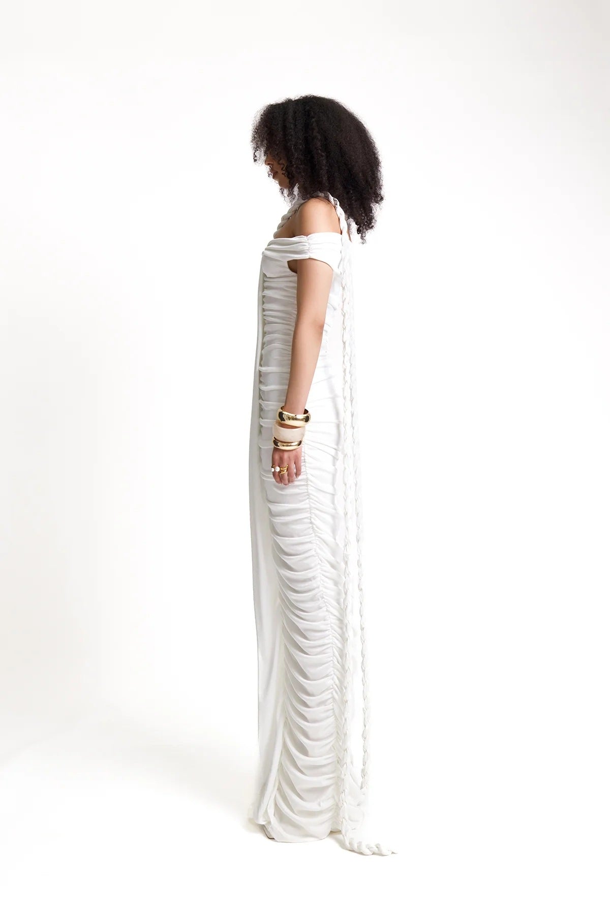 The Celestial Drape Gown – Dual-Tone Elegance - Plume & Peak