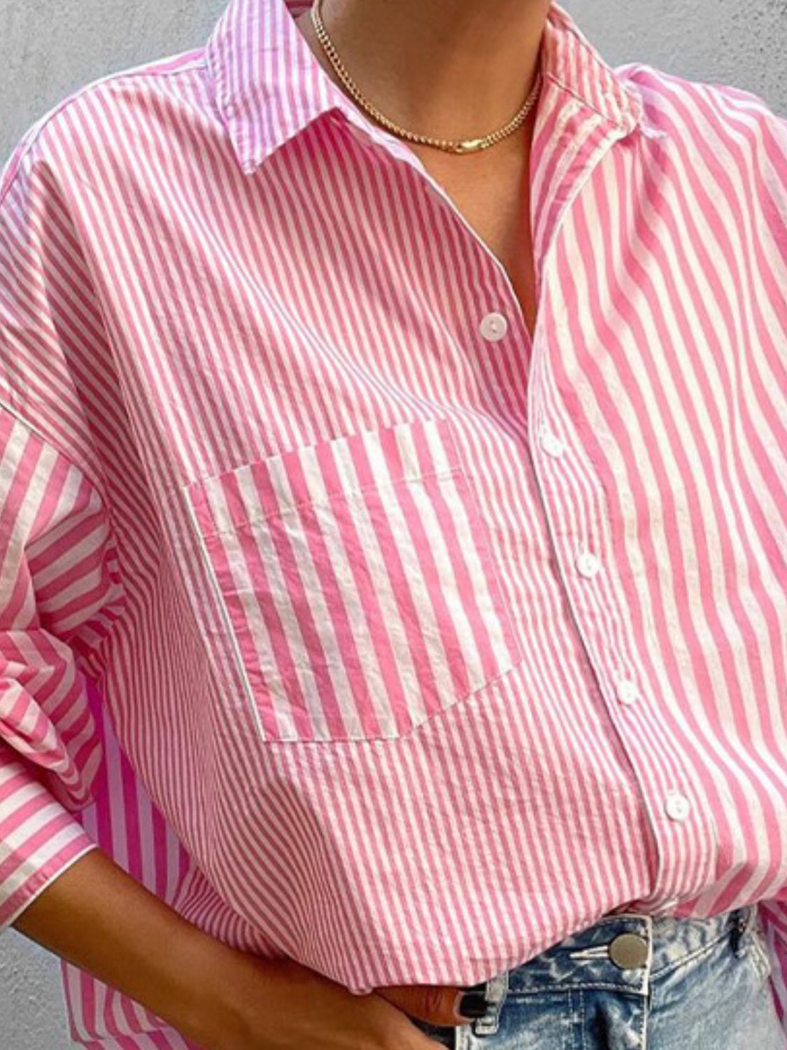 Striped Button Down Long Sleeve Shirt - Plume & Peak