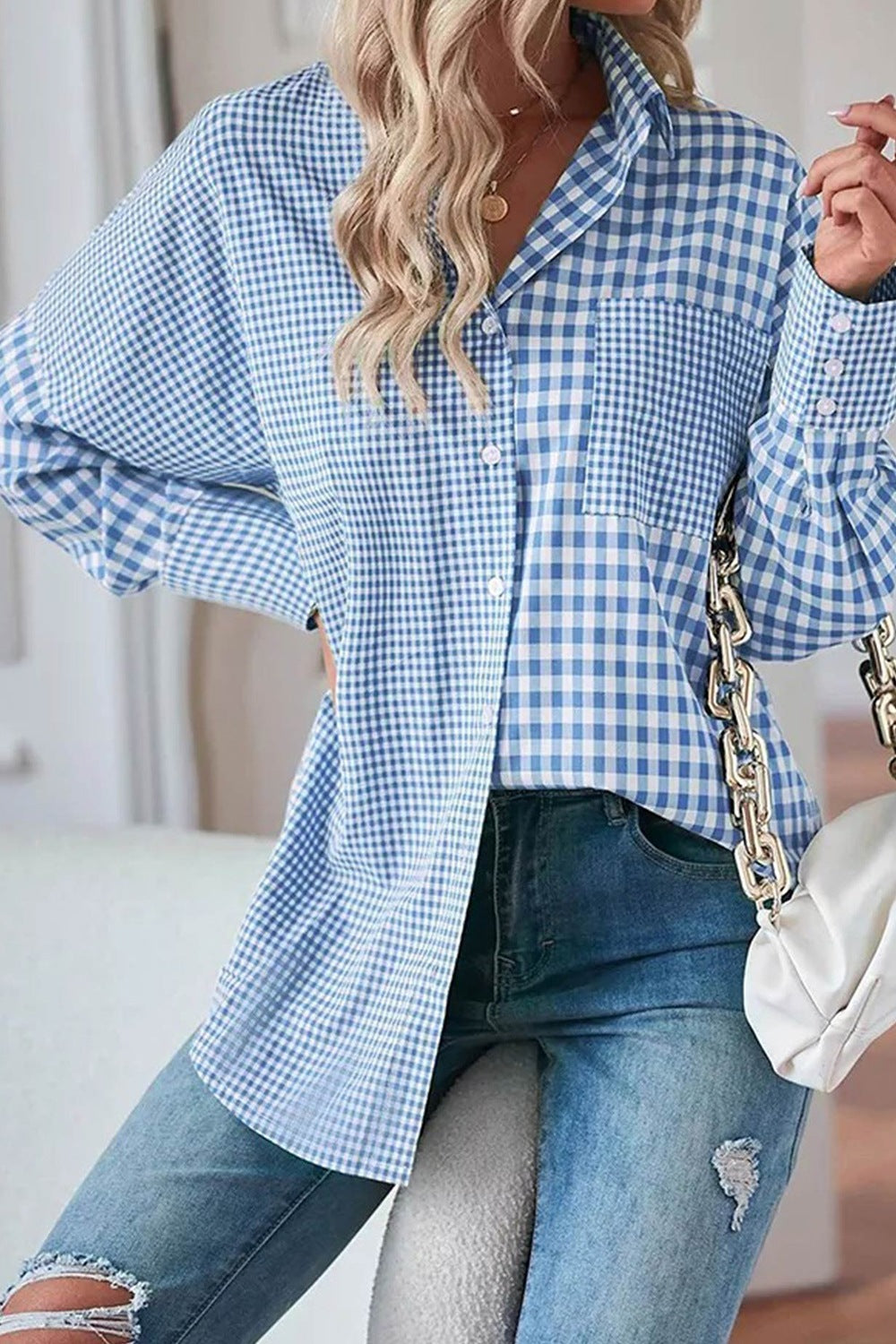 Plaid Button Up Long Sleeve Shirt - Plume & Peak