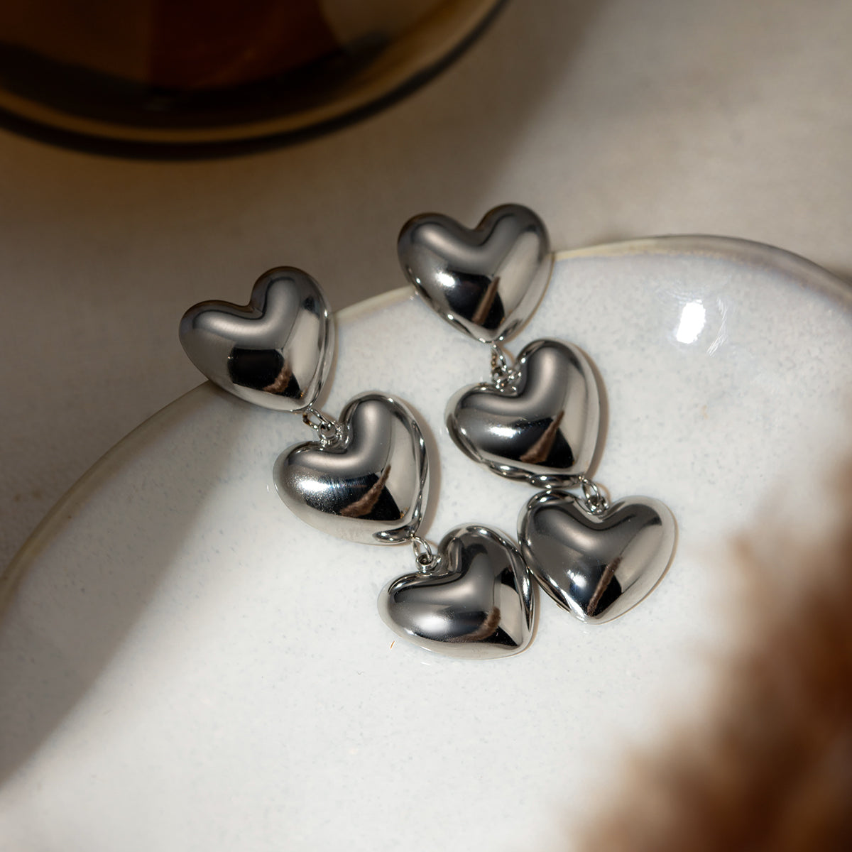 Stainless Steel Heart Earrings - Plume & Peak