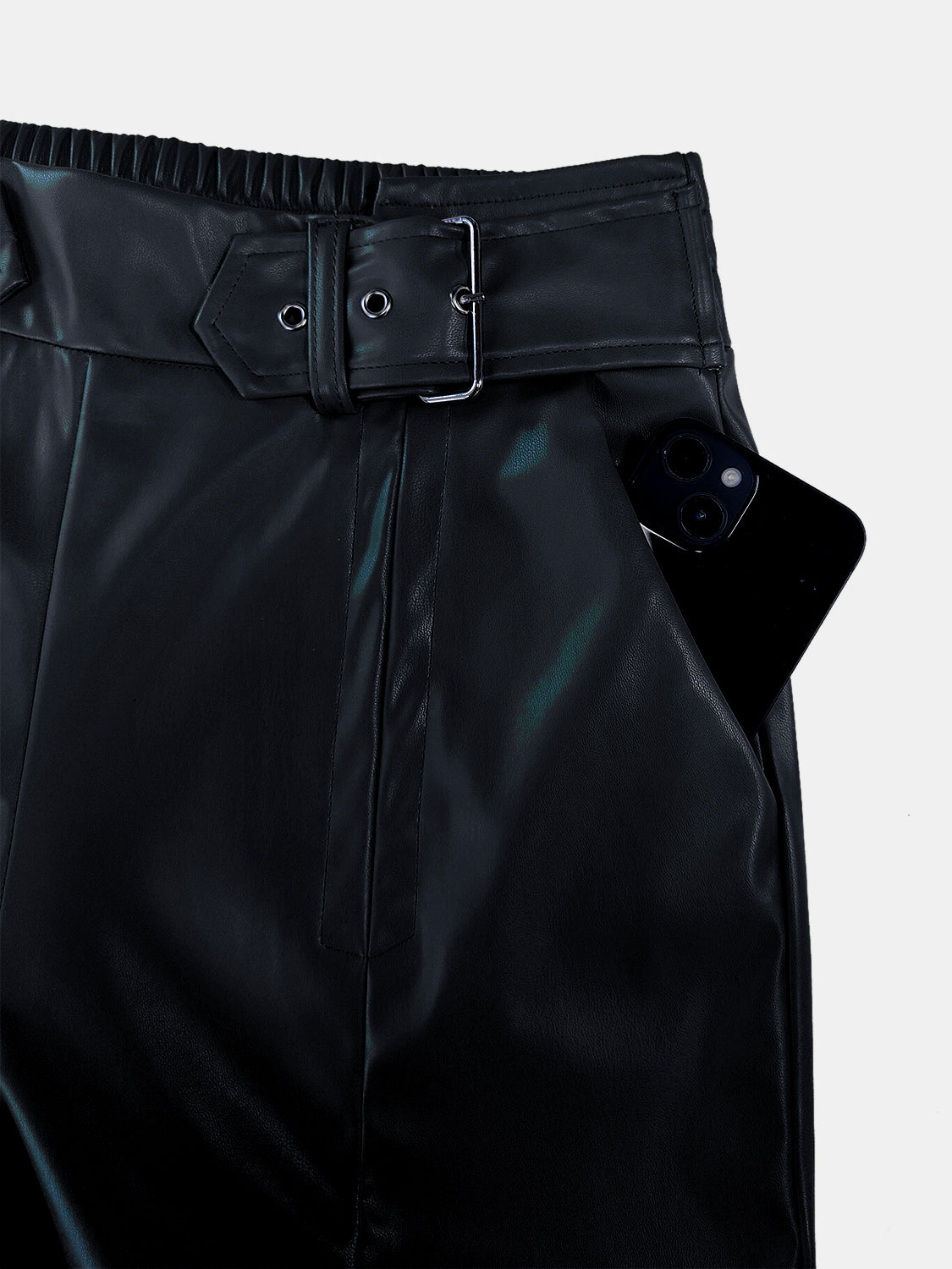 Half Elastic Waist Wide Leg Pants - Plume & Peak
