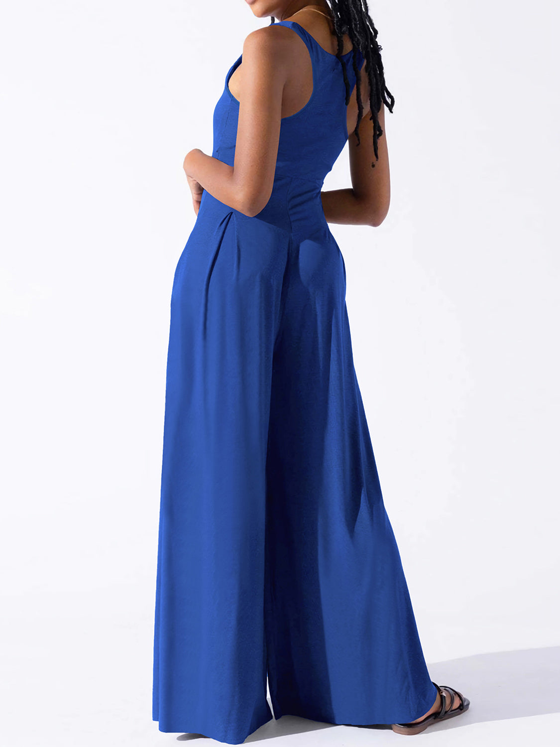 Square Neck Wide Strap Jumpsuit - Plume & Peak