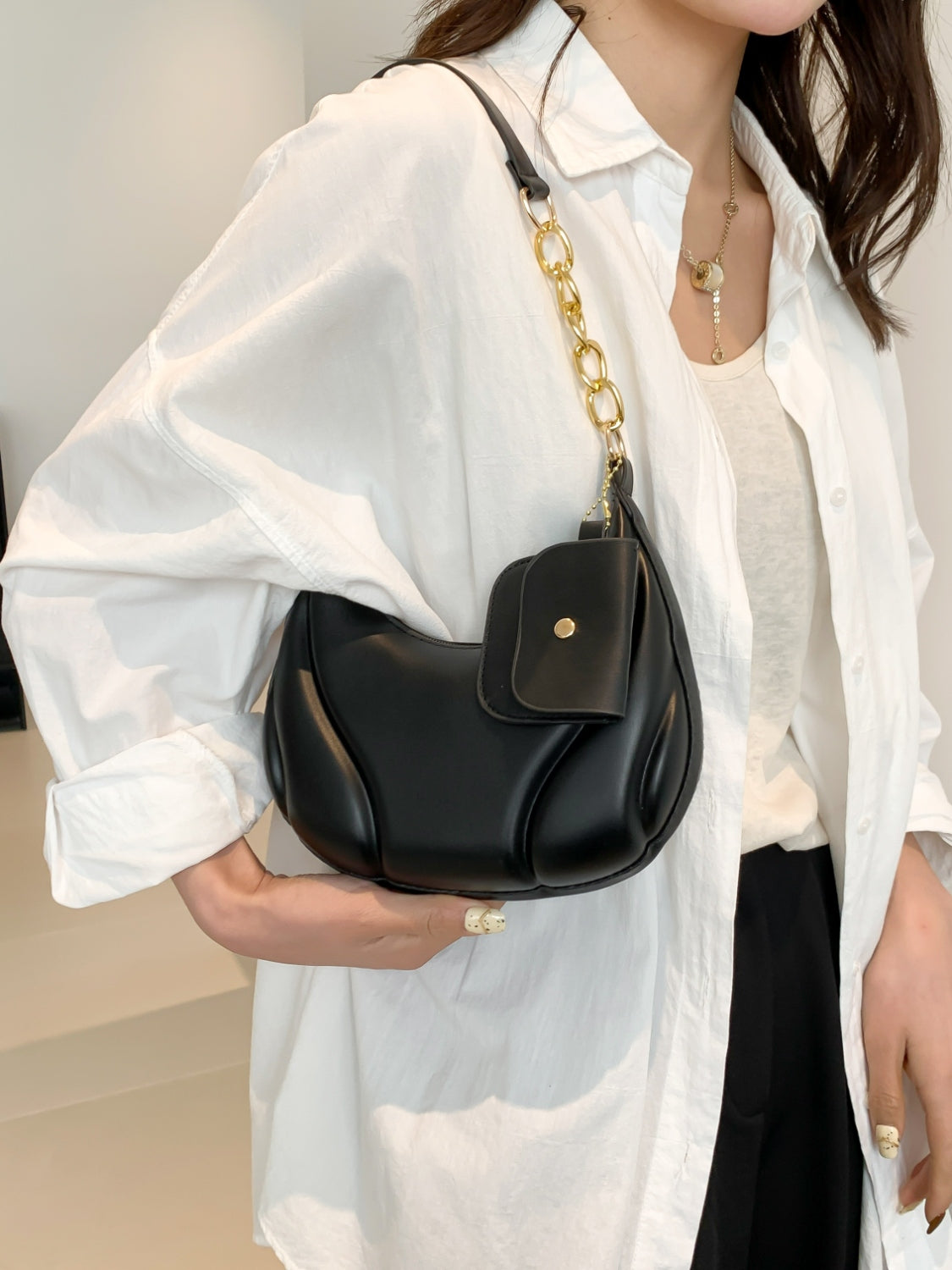 PU Leather Shoulder Bag with EarPods Bag - Plume & Peak