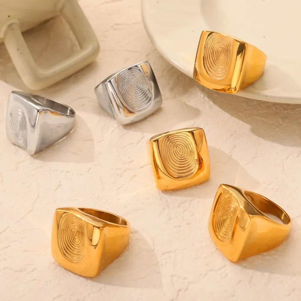 Titanium Steel Fingerprint Signet Ring - Plume & Peak