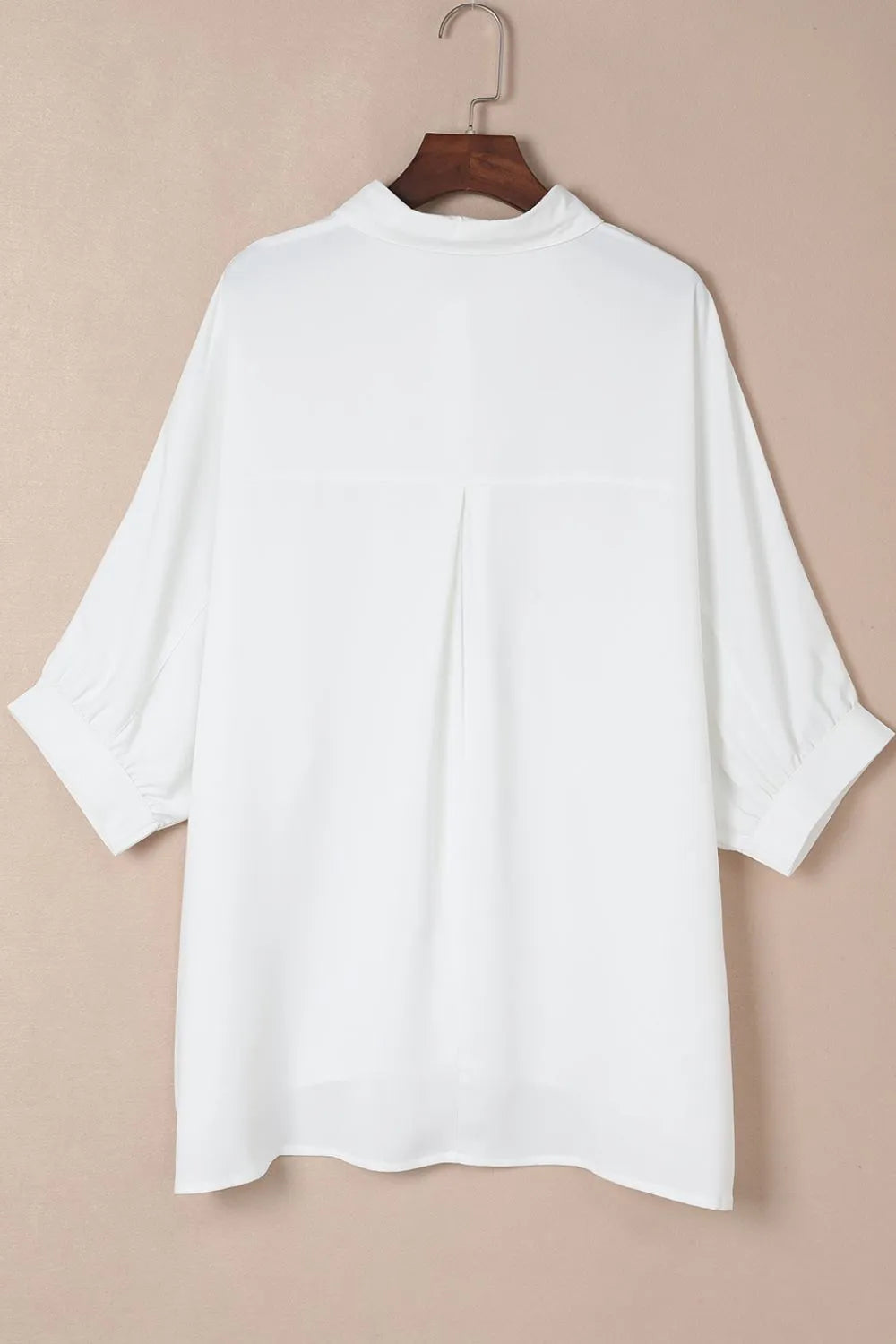 Collared Neck Three-Quarter Sleeve Shirt - Plume & Peak