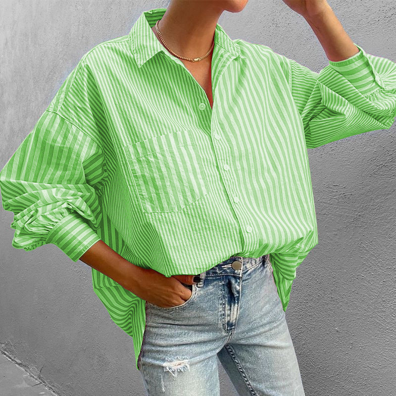 Striped Button Down Long Sleeve Shirt - Plume & Peak