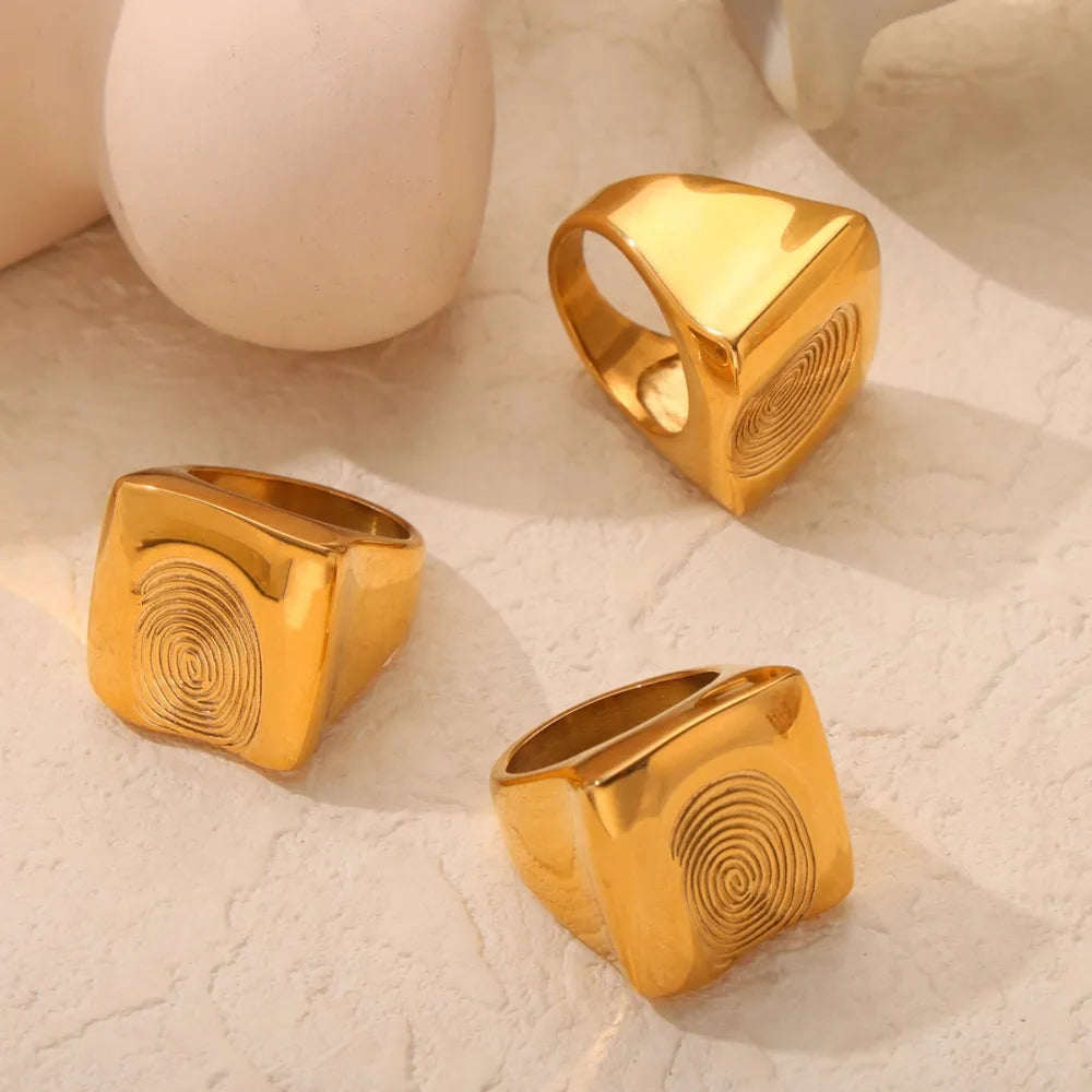 Titanium Steel Fingerprint Signet Ring - Plume & Peak