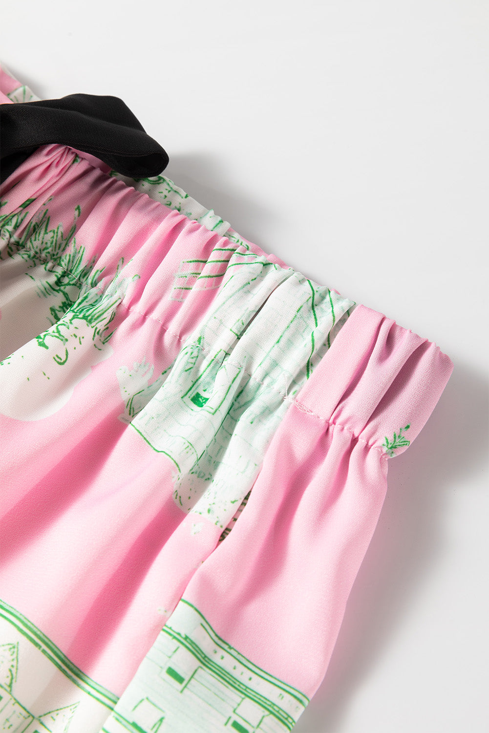 Collared Pink Printed Lounge Set with Drawstring Shorts | Dreamwear by Plume & Peak - Plume & Peak