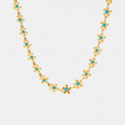 Titanium Steel Drip Oil Flower Necklace - Plume & Peak