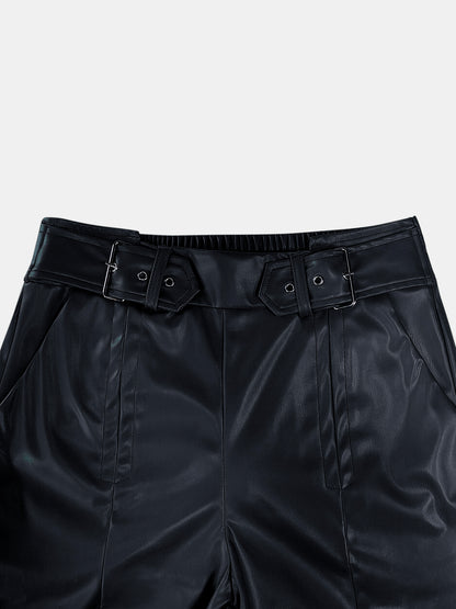 Half Elastic Waist Wide Leg Pants - Plume & Peak