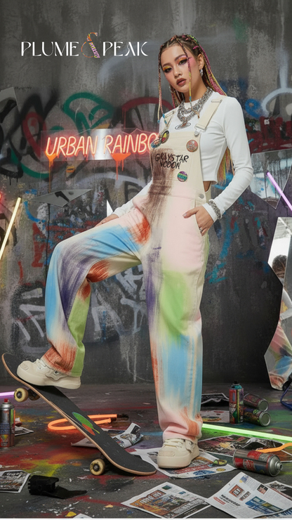 Colorful Wide Leg Overalls