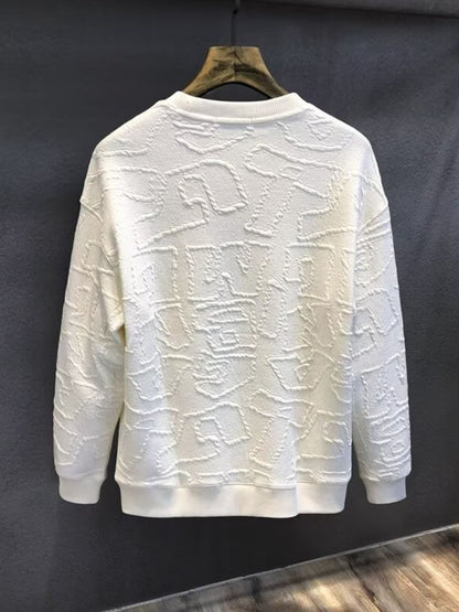 Men's Textured Round Neck Sweatshirt - Plume & Peak