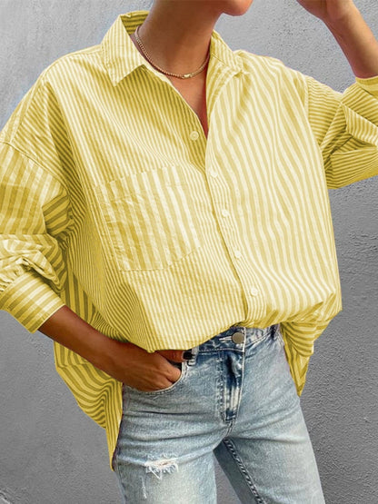 Striped Button Down Long Sleeve Shirt - Plume & Peak
