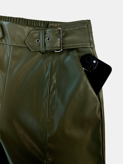 Half Elastic Waist Wide Leg Pants - Plume & Peak