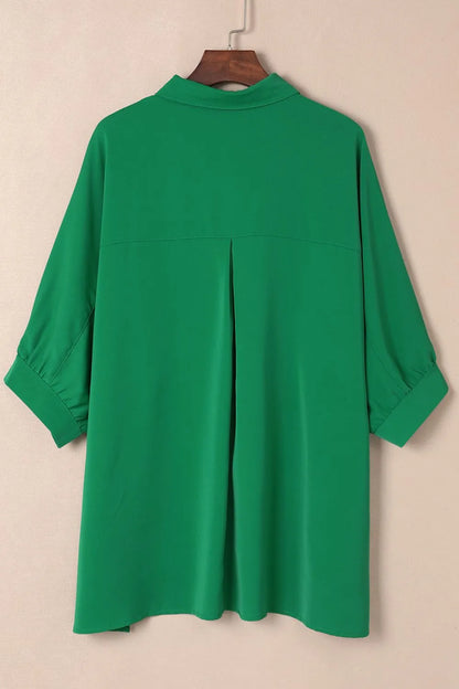 Collared Neck Three-Quarter Sleeve Shirt - Plume & Peak