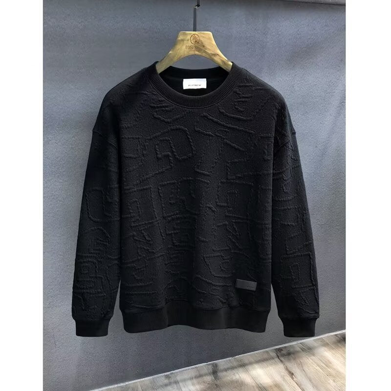 Men's Textured Round Neck Sweatshirt - Plume & Peak