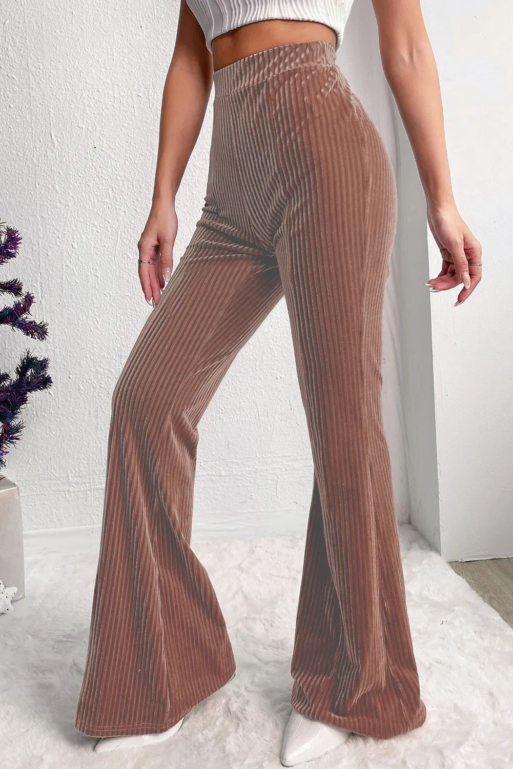 High Waist Bootcut Pants - Plume & Peak