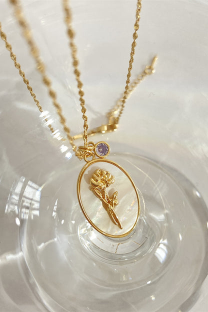 Flower Shell Pendant Copper Necklace - Plume & Peak