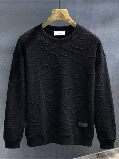 Men's Textured Round Neck Sweatshirt - Plume & Peak