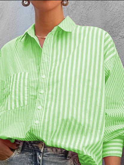 Striped Button Down Long Sleeve Shirt - Plume & Peak