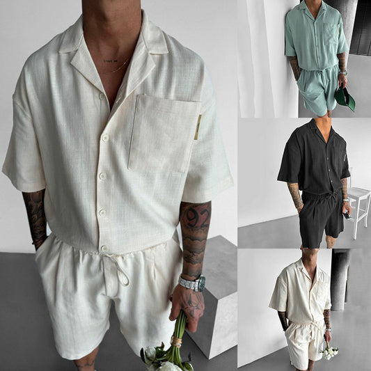 Mens Summer Relaxed Fit Set Shirt Shorts - Plume & Peak
