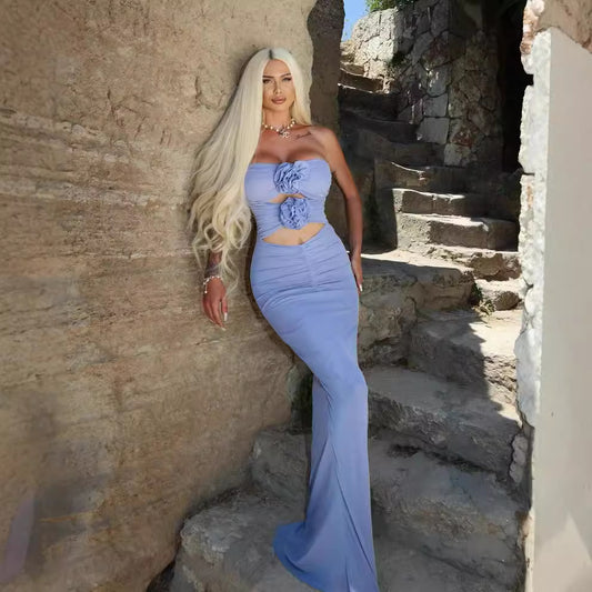 The Azure Bloom Dress - Plume & Peak