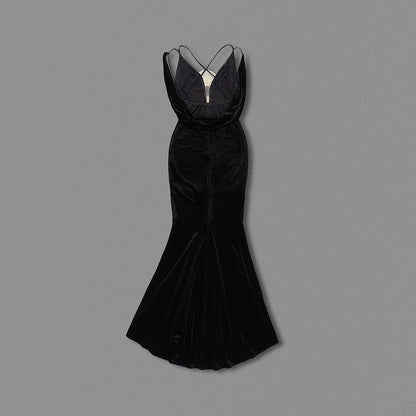The Noir Bloom Gown with Sculpted Petal Detail - Plume & Peak
