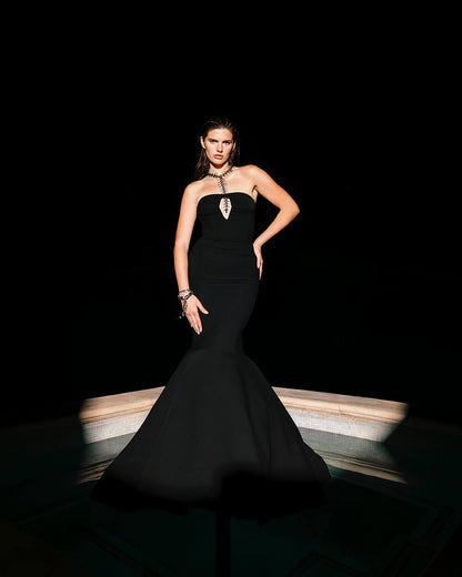 The Midnight Muse Gown – Strapless Black Mermaid Silhouette - Plume & Peak