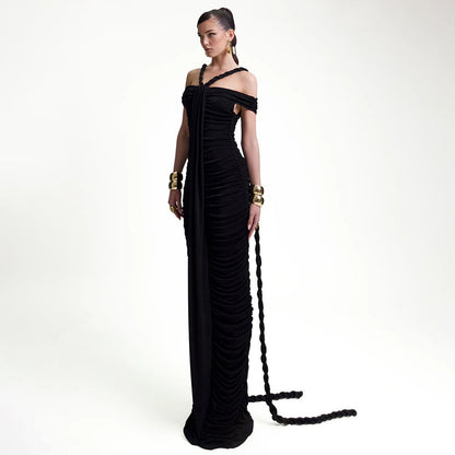 The Celestial Drape Gown – Dual-Tone Elegance - Plume & Peak