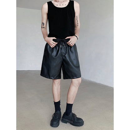 Mens Summer PU Leather Shorts Relaxed American Style - Plume & Peak