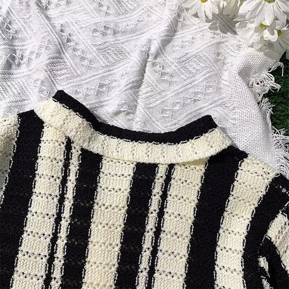 Striped Patchwork Cardigan Shirt Trendy Summer Style - Plume & Peak