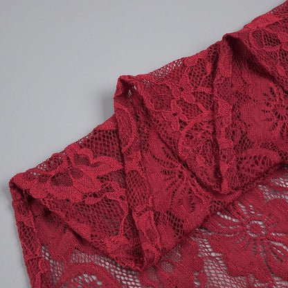 The Plume & Peak Carmine Reverie Lace Gown - Plume & Peak