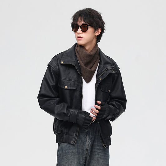 Mens Vintage Style Leather Jacket Autumn Collection - Plume & Peak